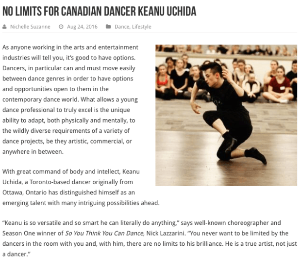 No Limits for dancer Keanu Uchida